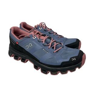 On Cloudventure Waterproof Trail Running shoes in Blue and Pink Colorway 8